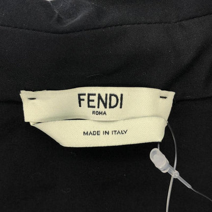 Fendi 15ss Leather Half Zip Design Short Sleeve Top Fs6564 2zm Black 40