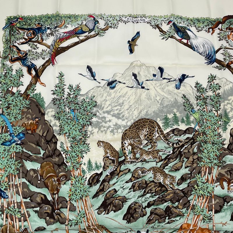 Hermes Carre 90 Scarf Sichuan White