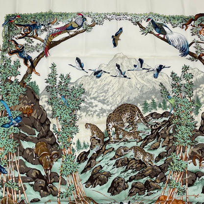 Hermes Carre 90 Scarf Sichuan White