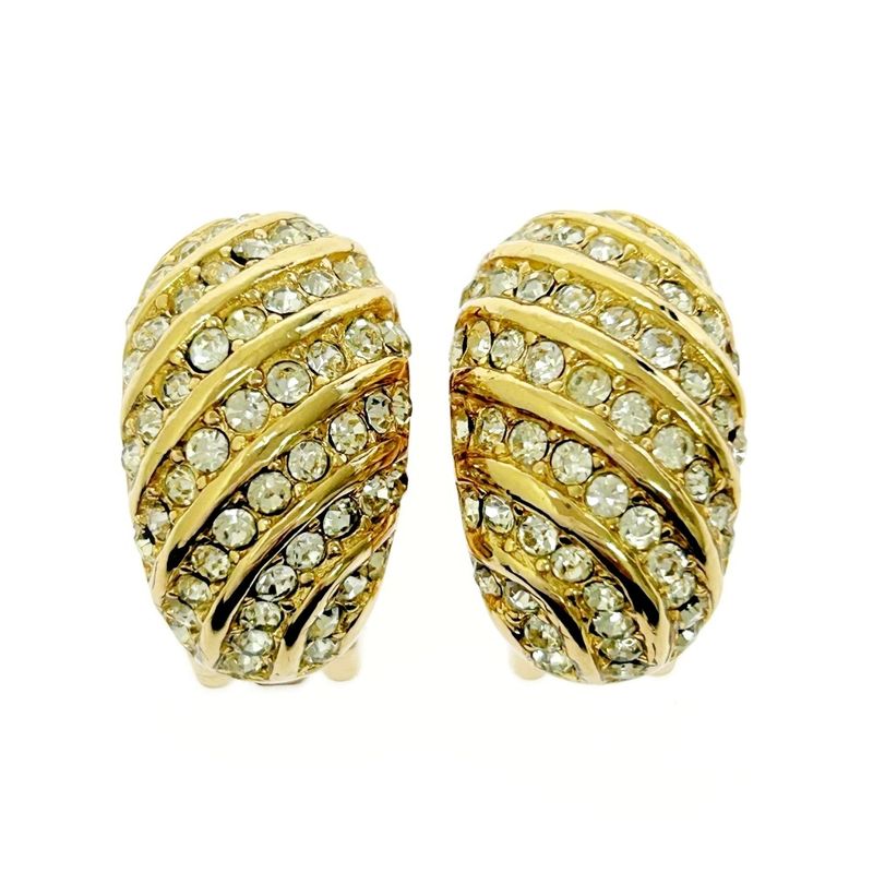 Christian Dior GP Rhinestone Earrings Gold 418702 Earrings