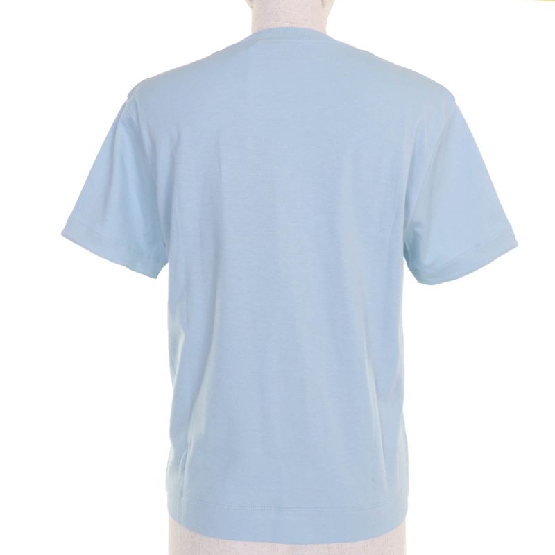 Gucci 837965 100% Cotton Short Sleeve T-shirt With Logo Embroidery Light Blue M