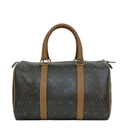 Christian Dior Boston Bag Gray Brown Honeycomb