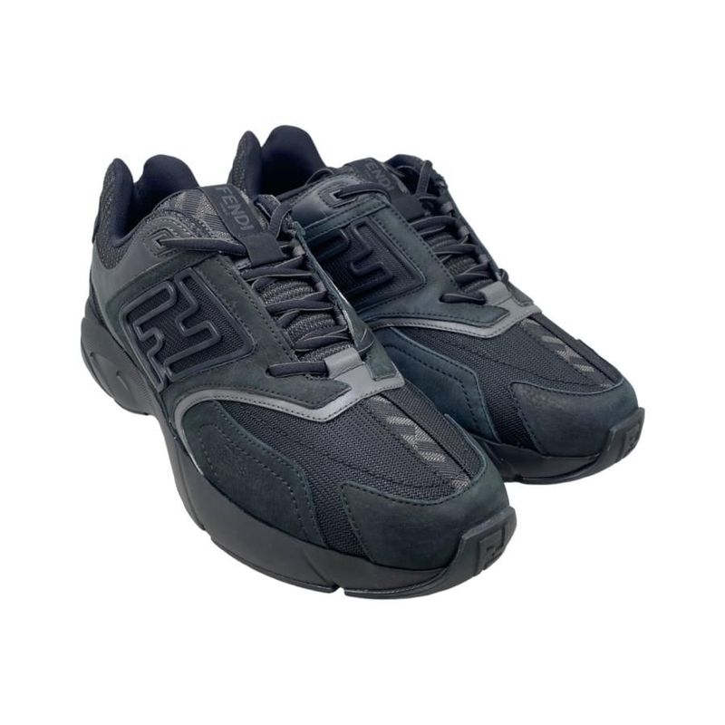 Fendi Sneakers 7e1555 6 Size Ff Logo Rubber Mesh Black Fendi