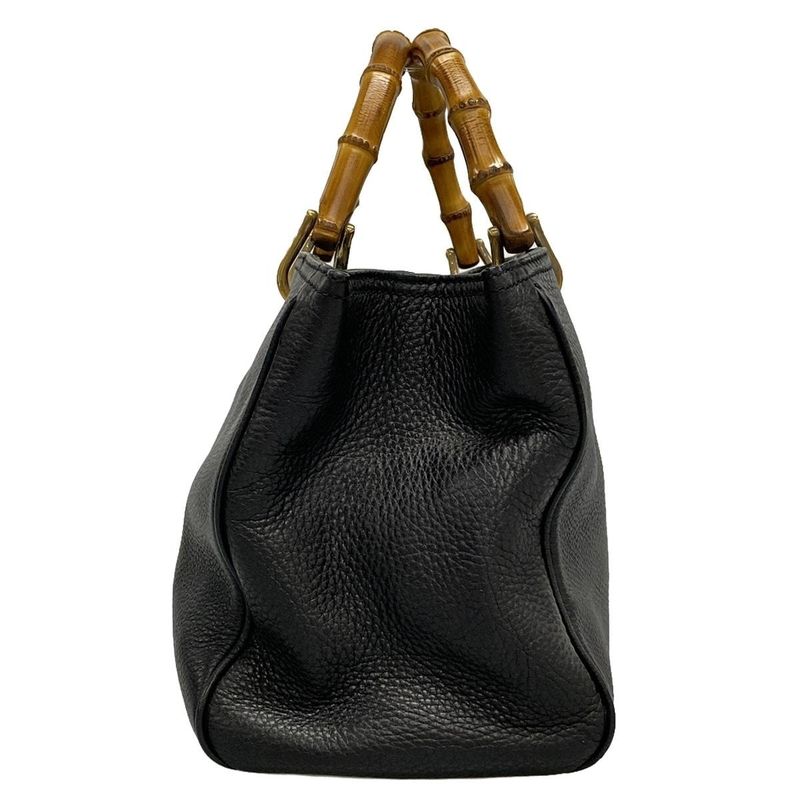 Gucci Bamboo Shopper Tote Bag 323660 Black Leather