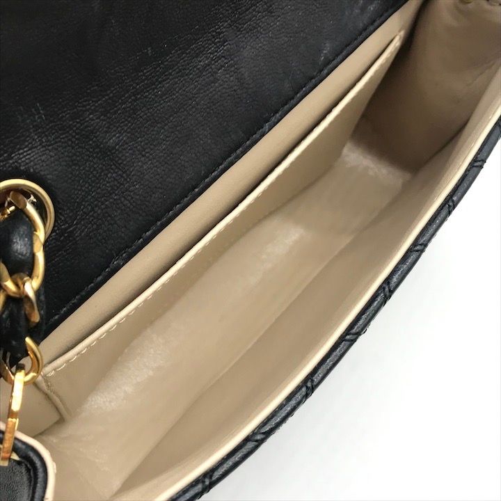 Chanel Big CC Logo Bicolor Push Lock Mini Quilted Chain Shoulder Bag Black