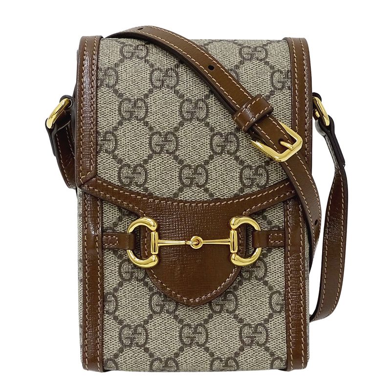 Gucci Bag Women's Brand Shoulder Bag GG Supreme Horsebit 1955 Mini Bag Beige