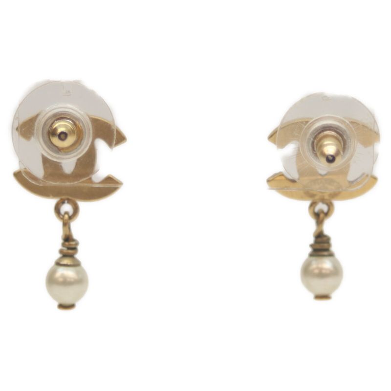 Chanel 03A GP Pearl Coco Mark Mini Pearl Swing Earrings Accessories Gold Ladies