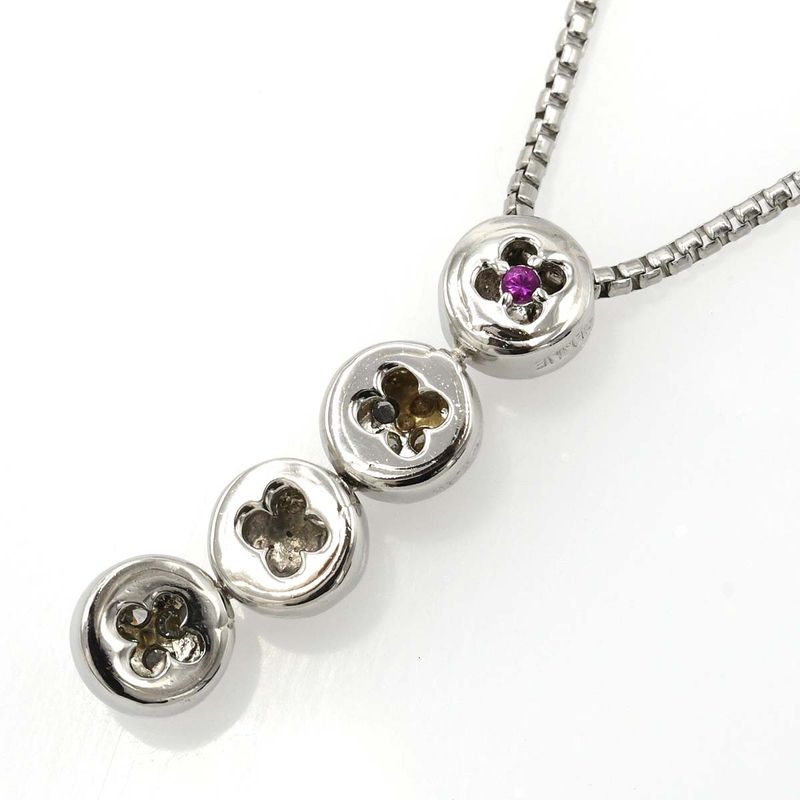 Finished Celine Necklace Pt850/900 Diamond D0.20 Ruby R0.02 Approx 12.4g