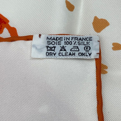 Hermes Carre 90 Trois Feuilles 3 Leaves Scarf Silk Orange