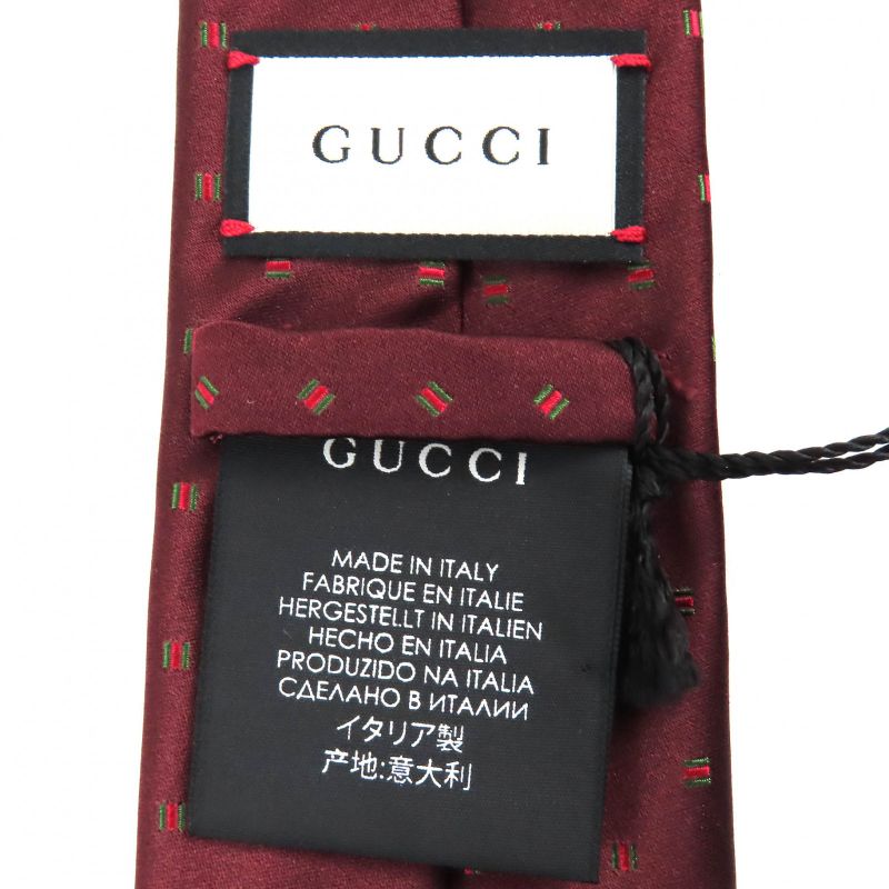 Gucci 406354) 100% Silk All-over Webline Design GG Pattern Lining Tie Bordeaux