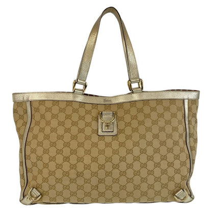 Gucci Abby Beige Gold Hardware GG Canvas/leather 141472 Tote Bag Shoulder Bag