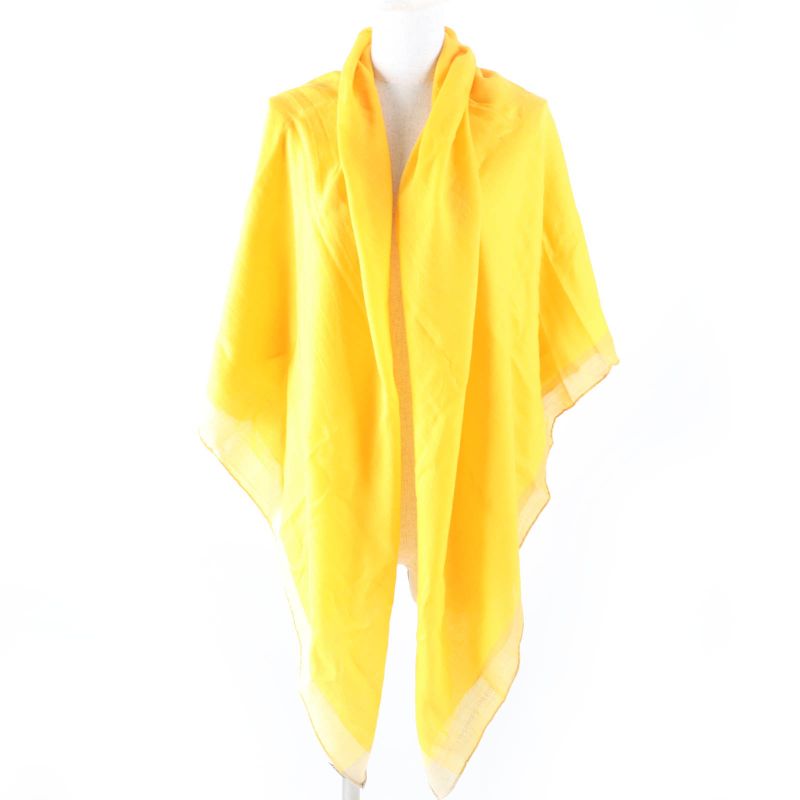 Hermes 100% Cashmere Large Shawl Scarf With Logo Yellow Made In England Women