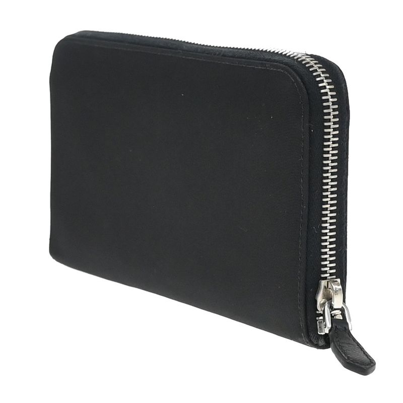 Prada Long Wallet Round Zipper Black Nylon Leather 62kb035