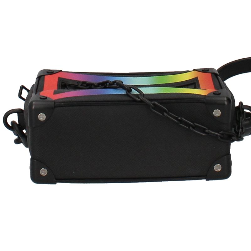 Louis Vuitton Mini Soft Trunk M30351 Taiga Men's Shoulder Bag Black Excellent