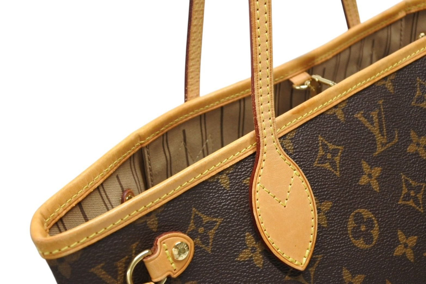 Louis Vuitton Monogram Neverfull PM Tote Bag Brown Vachetta Leather Gold — view 6