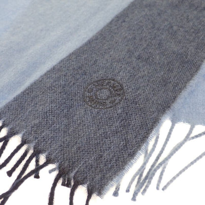 Hermes H Summer Block Scarf Cashmere Blue Men's Autumn Winter [A Rank