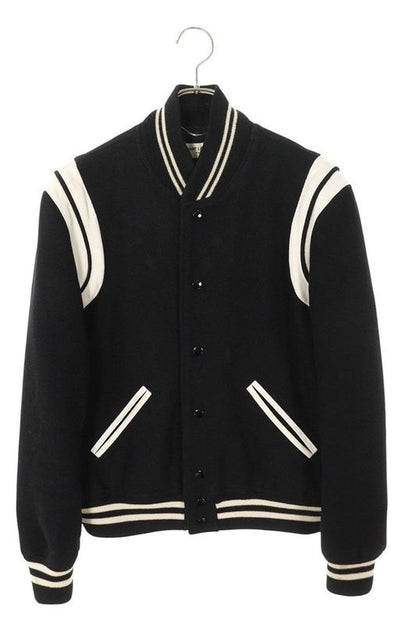 Saint Laurent Paris Teddy 354718 Yyl80 Leather Trim Stajan Blouson Men's 48