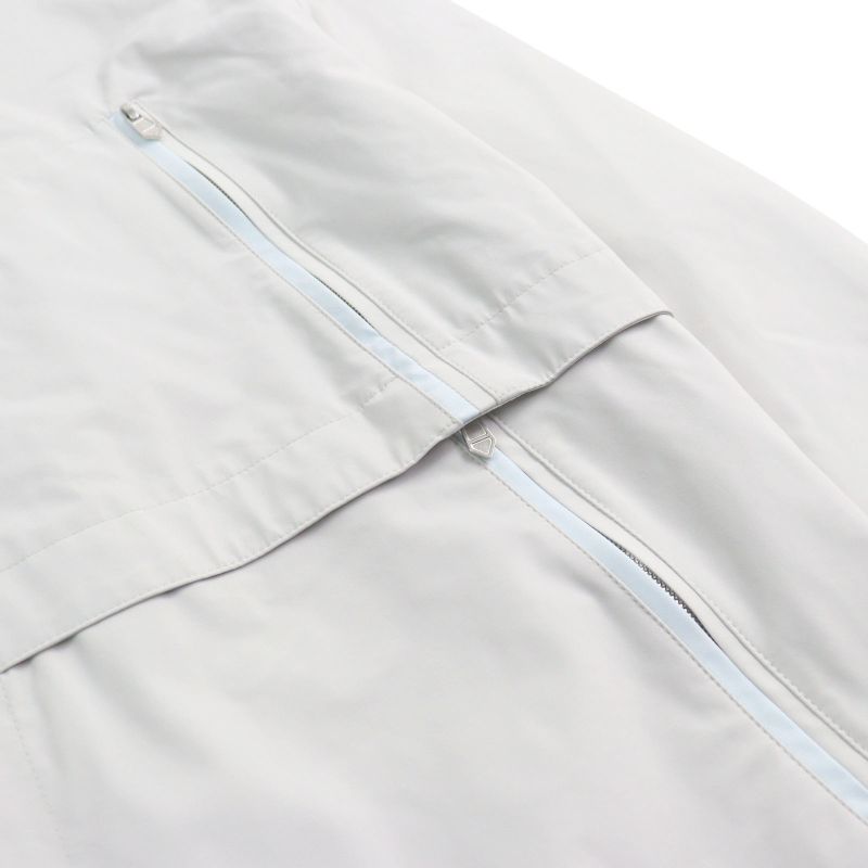 Hermes 24SS Bicolor Hooded Double Zip Nylon Jacket Blouson Light Gray Light