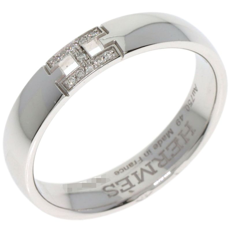 Hermes Ever Hera Cles Diamond #49 Ring 18K White Gold Ladies