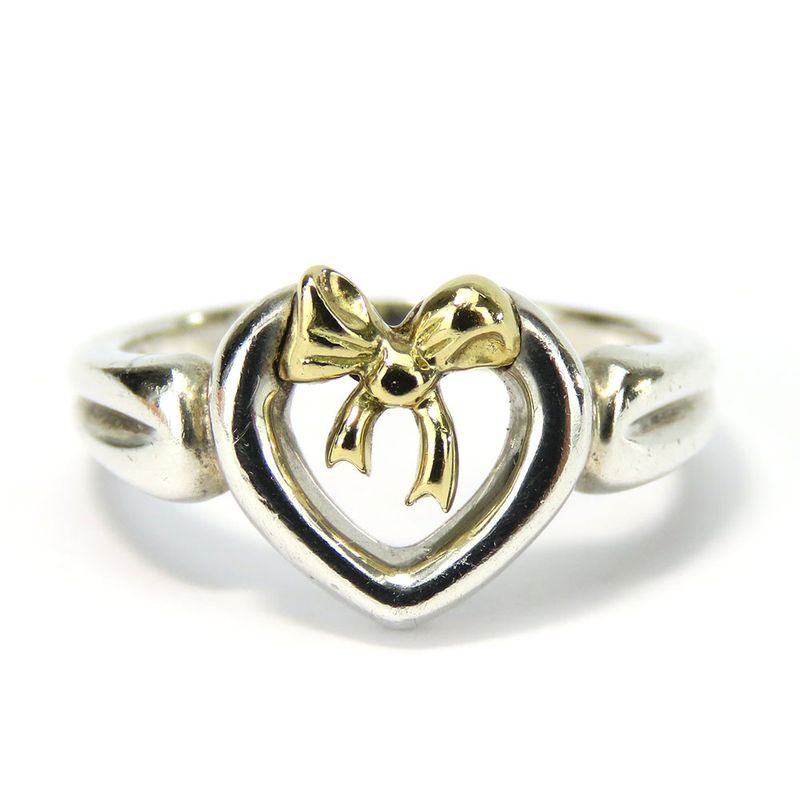 Tiffany & Co Ring ・ Ring Heart Ribbon Silver 925 18K Yellow Gold Approx 3.5g