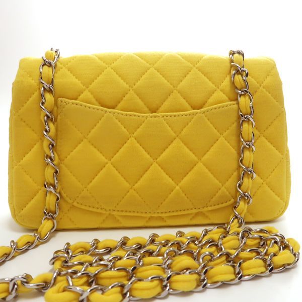 Chanel Matelasse 20 Chain Shoulder No 19 Cotton Yellow Mini Matelasse Chanel