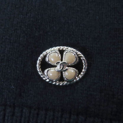 CHANEL 24SS P76928k11094 Cashmere Clover Coco Mark Knit Vest Top Black 36 Made