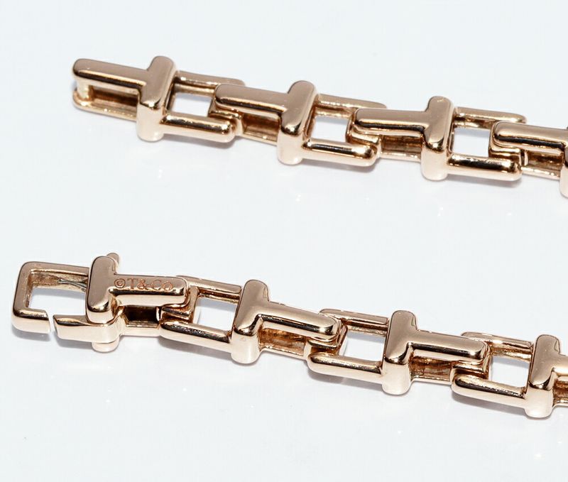 Tiffany & Co Bracelet 18K Pink Gold T Narrow Chain Bracelet