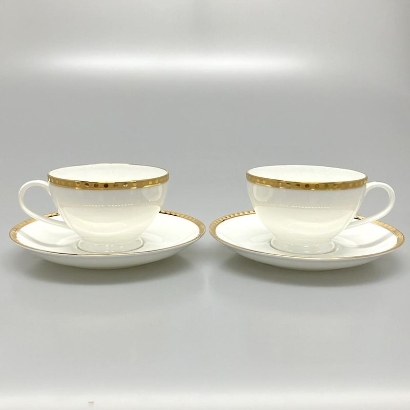 Tiffany & Co Cups & Saucers Similar Gold Band White & Gold Set Of 2