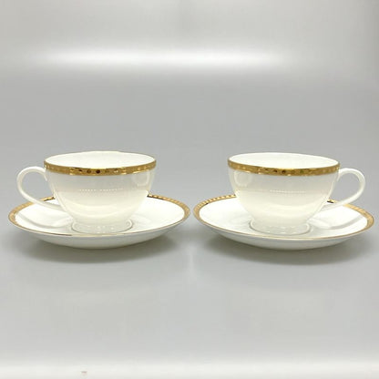 Tiffany & Co Cups & Saucers Similar Gold Band White & Gold Set Of 2