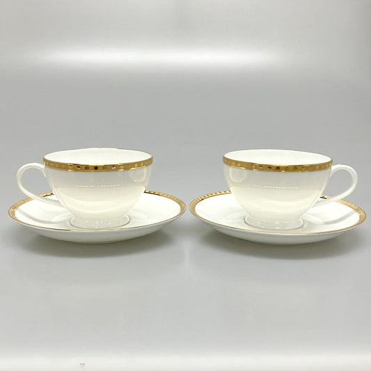 Tiffany & Co Cups & Saucers Similar Gold Band White & Gold Set Of 2