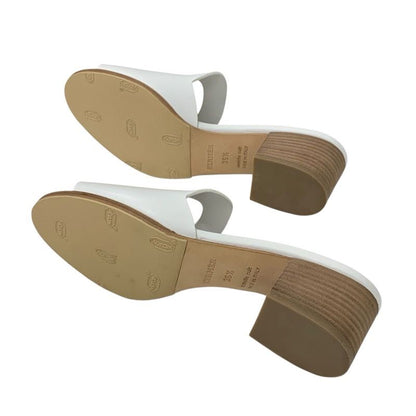 Hermes Mona Sandals Shoes Leather White Mules