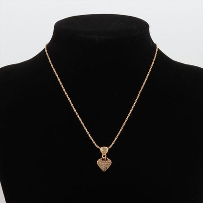 Christian DIOR CD Logo Necklace GP With Rhinestones Gold