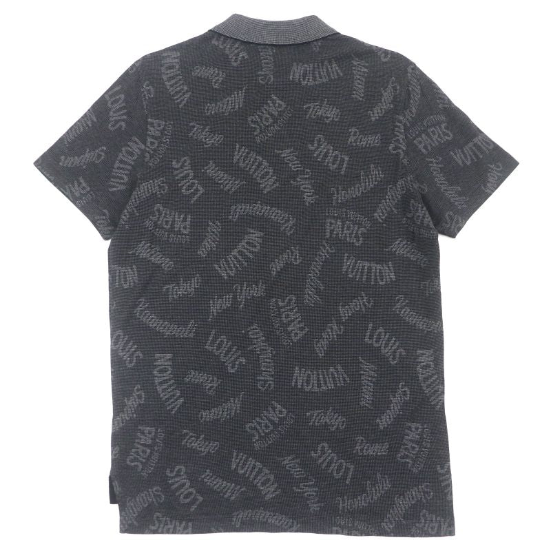 Louis Vuitton Cotton Logo Patterned Short Sleeve Polo Shirt Black M Made In
