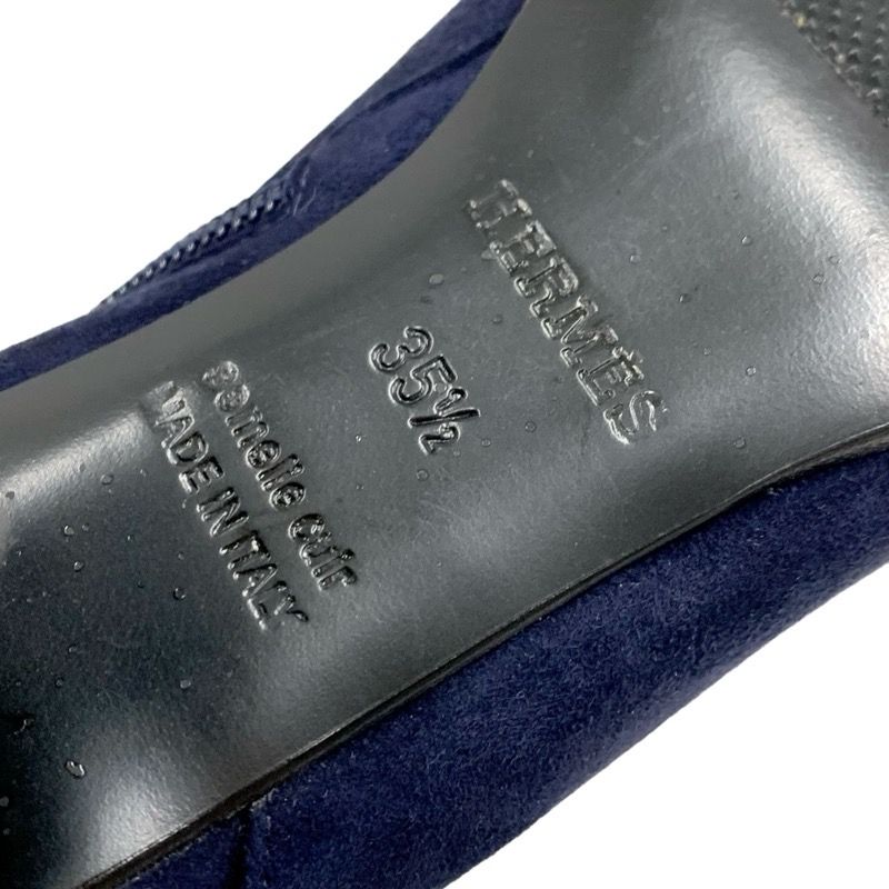 Hermes Saint Germain Boots Short Boots Shoes Kelly Hardware Suede Navy