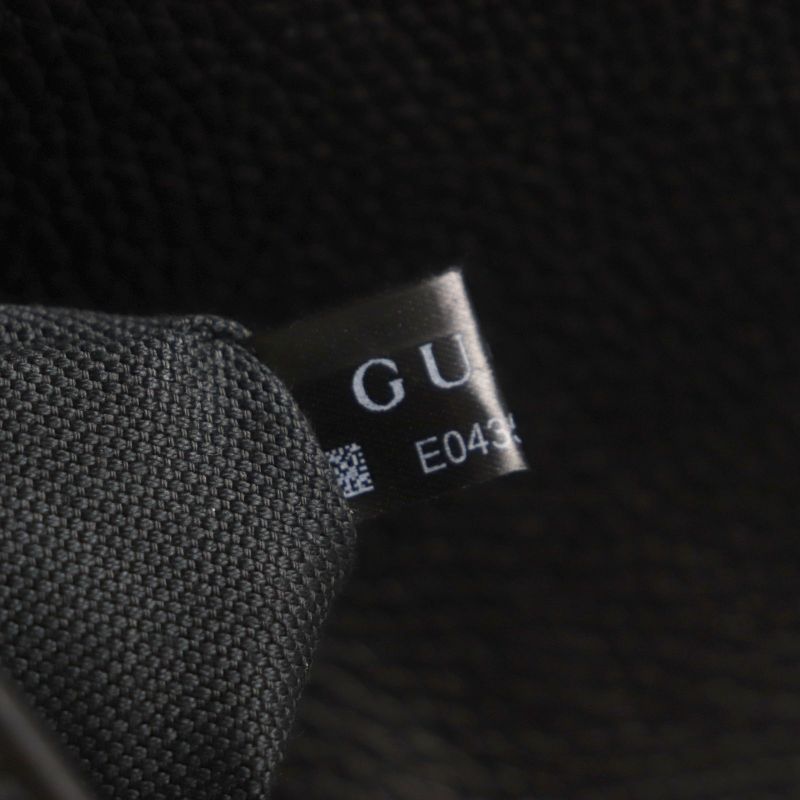 Gucci 816755 Web Stripe Leather Flap Business Case Clutch Bag Black Storage