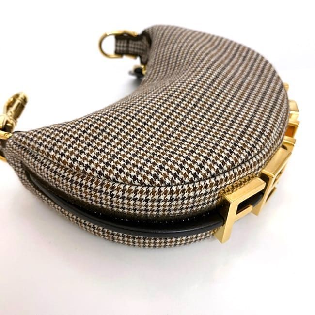Fendi Handbag Nano Graffi Brown Staggered Pattern