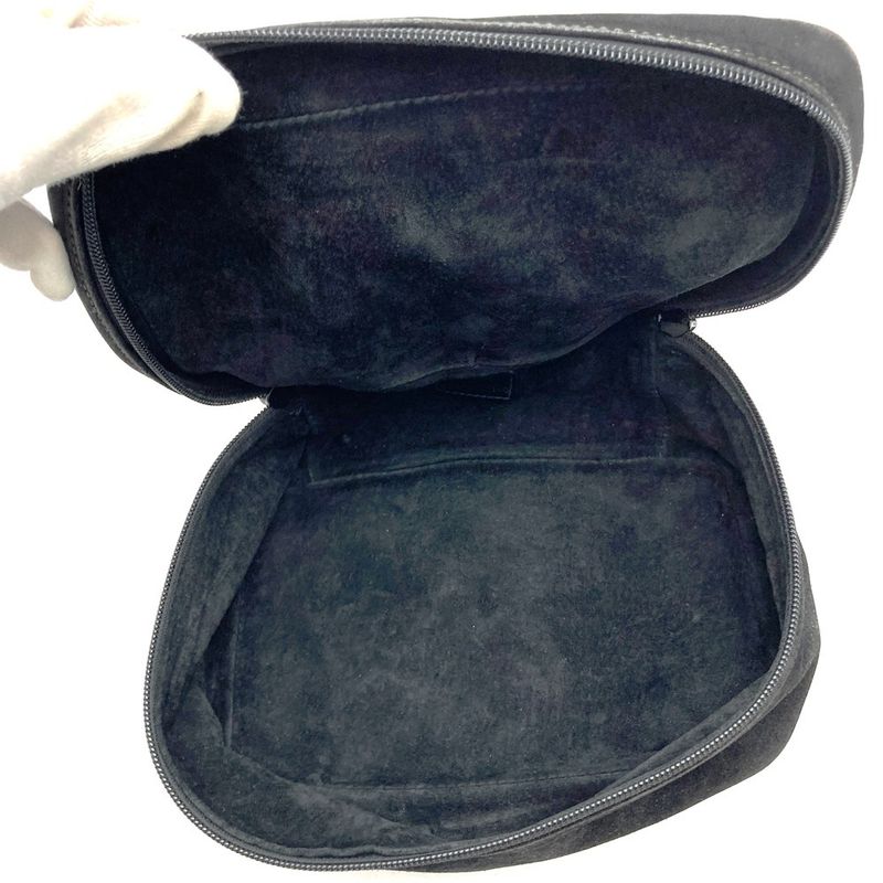 Gucci 032 106 0140 Vanity Bag Pouch Horsebit Black Suede Leather Fashion Women