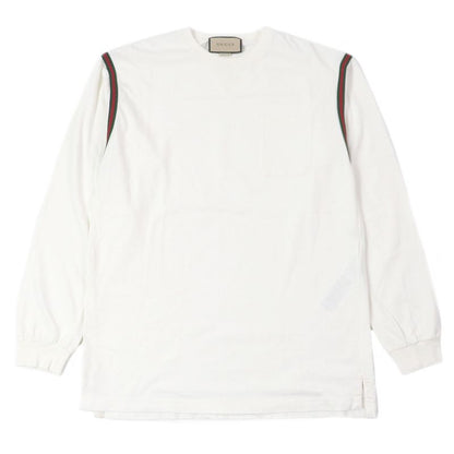Gucci 768441 Webline Logo Embroidery Cotton Jersey Long Sleeve T-shirt White M