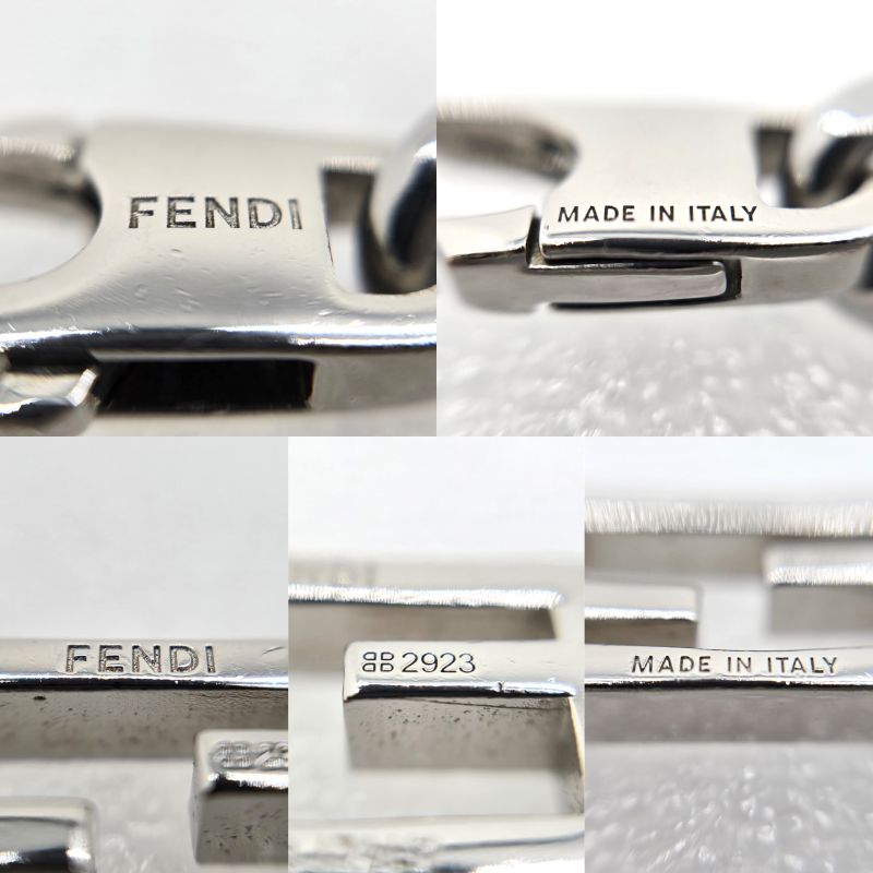 Fendi Baguette Necklace Chain Link Palladium Polished Metal 46cm (1811in) Long