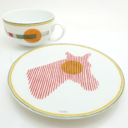 Hermes Saut Hermes Tea Cup & Saucer Set Of 2 Pair Box Hermes Saut Hermes C&S