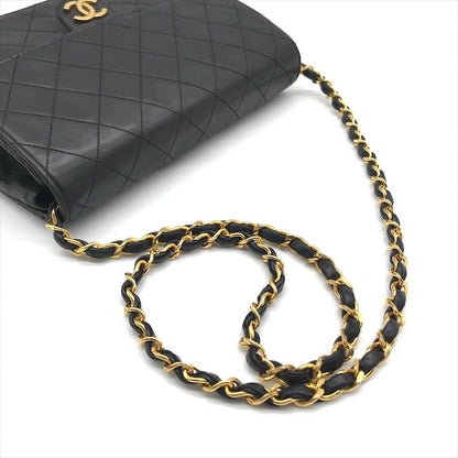 Chanel Quilted Lambskin CC Logo Push Lock Chain Shoulder Bag Black