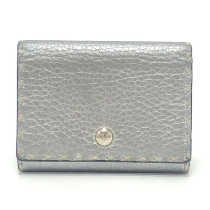 Fendi Card Case Selleria Leather Silver