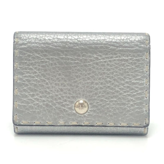 Fendi Card Case Selleria Leather Silver