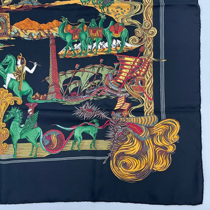 Hermes Carre 90 Au FIL De La SOIE Silk Scarf With Box