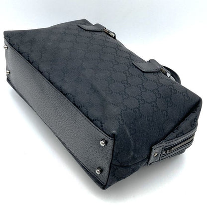 Gucci 113009 Handbag Black GG Canvas/leather Ladies Men Fashion Branded High