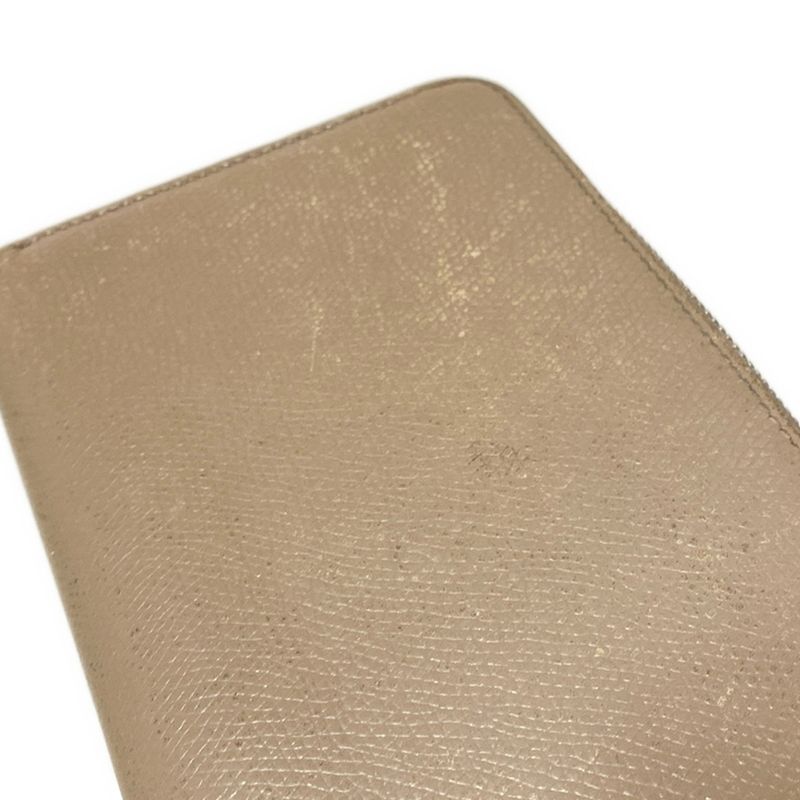 Celine Long Wallet - Gray Beige Round Zipper Leather