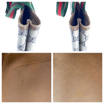 Gucci Vintage Sherry Line Beige Brown GG Supreme Canvas Tote Shoulder Bag 505385