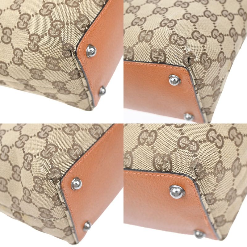 Gucci Shoulder Tote Bag Canvas Leather Brown 36ka917