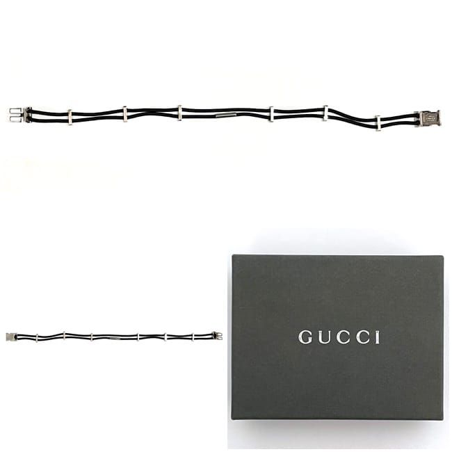 Gucci Wire Belt Black Silver Hardware Excellent Condition 83cm (32.68in)
