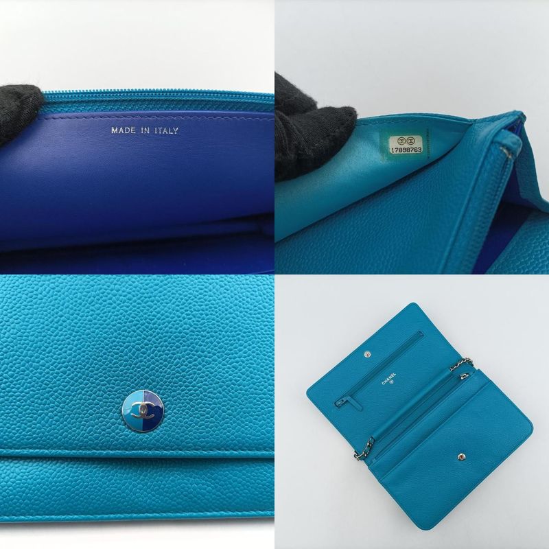 Chanel Caviar Wallet Chain Blue Leather A68872 17898763